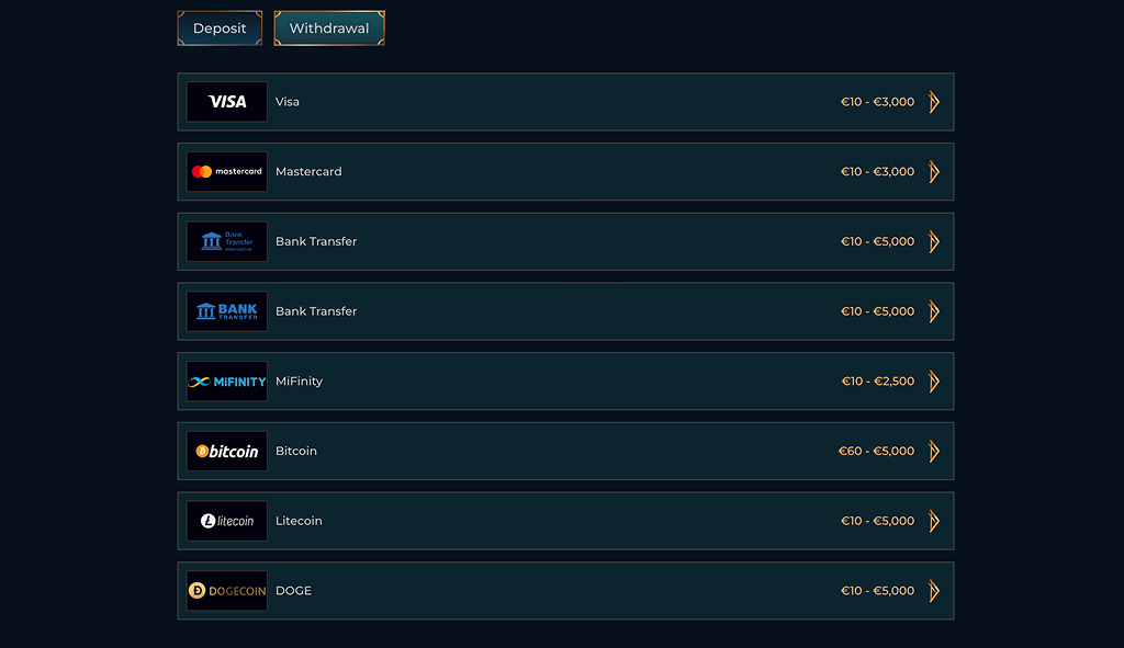 Spinow Casino Payments